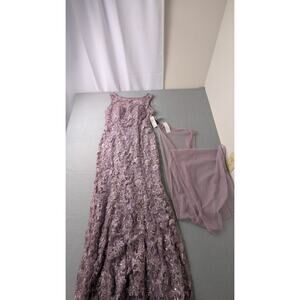 Alex Evenings Embroidered Sequin Gown with Shawl - Wisteria 10P